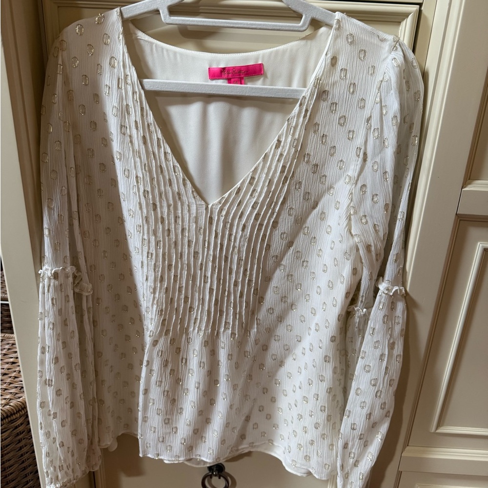 Avenue Cream Blouse with Gold Details